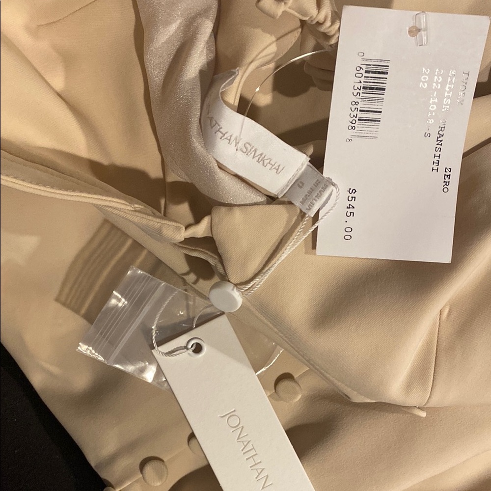 Jonathan Simkhai: Cream Ribbed Ruched Mini Dress - Picture 6 of 6
